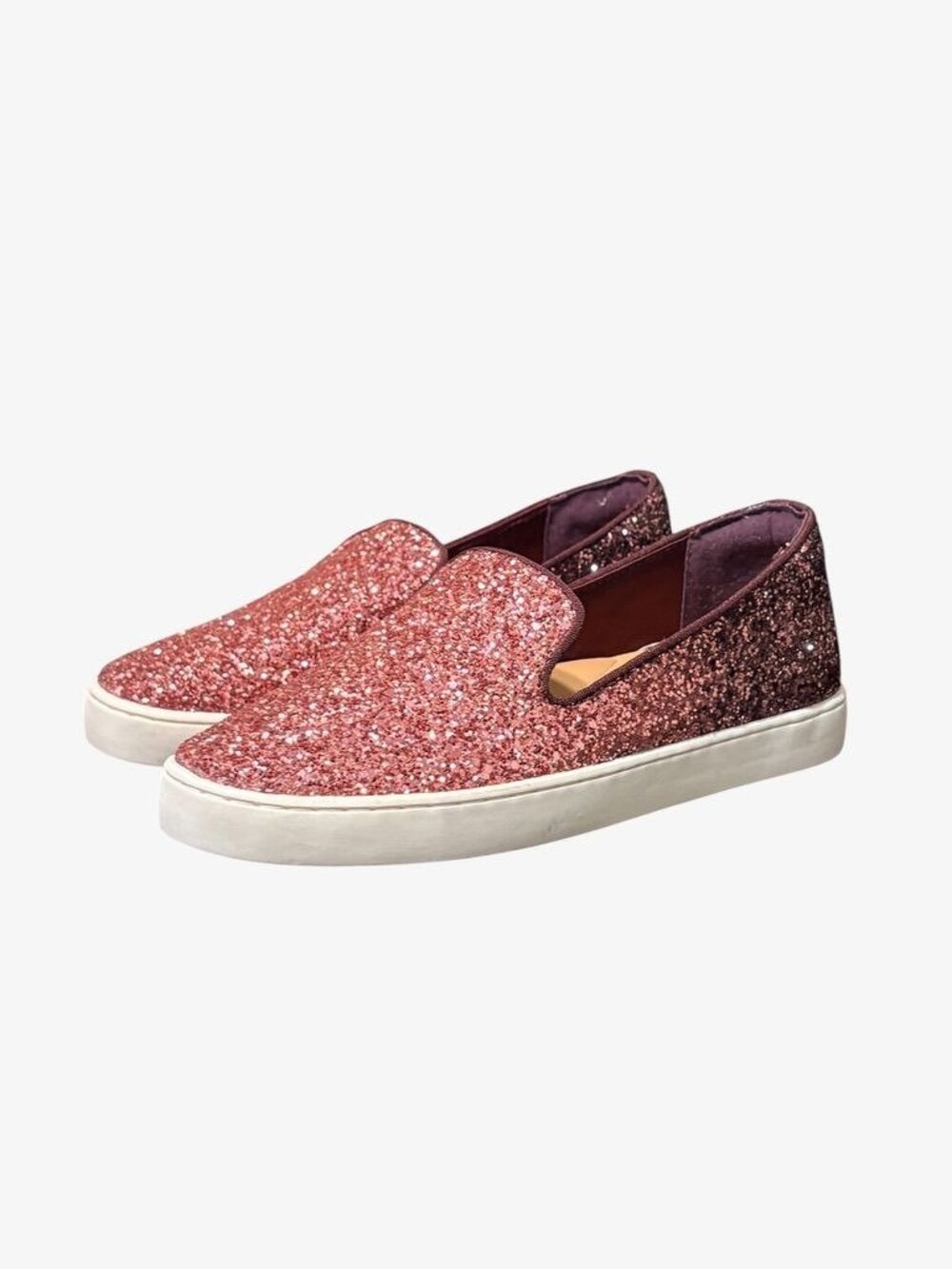 NEW Birdies Glitter Sneaker 6.5 Pink Burgundy Ombre Sparkle Slip On NWOB Twee